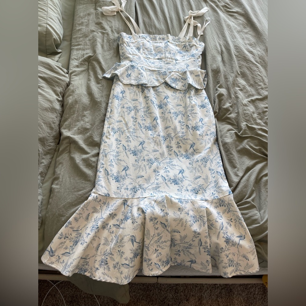 Antonio Melani x Born on Fifth Pippa Floral Print Peplum Midi Dress